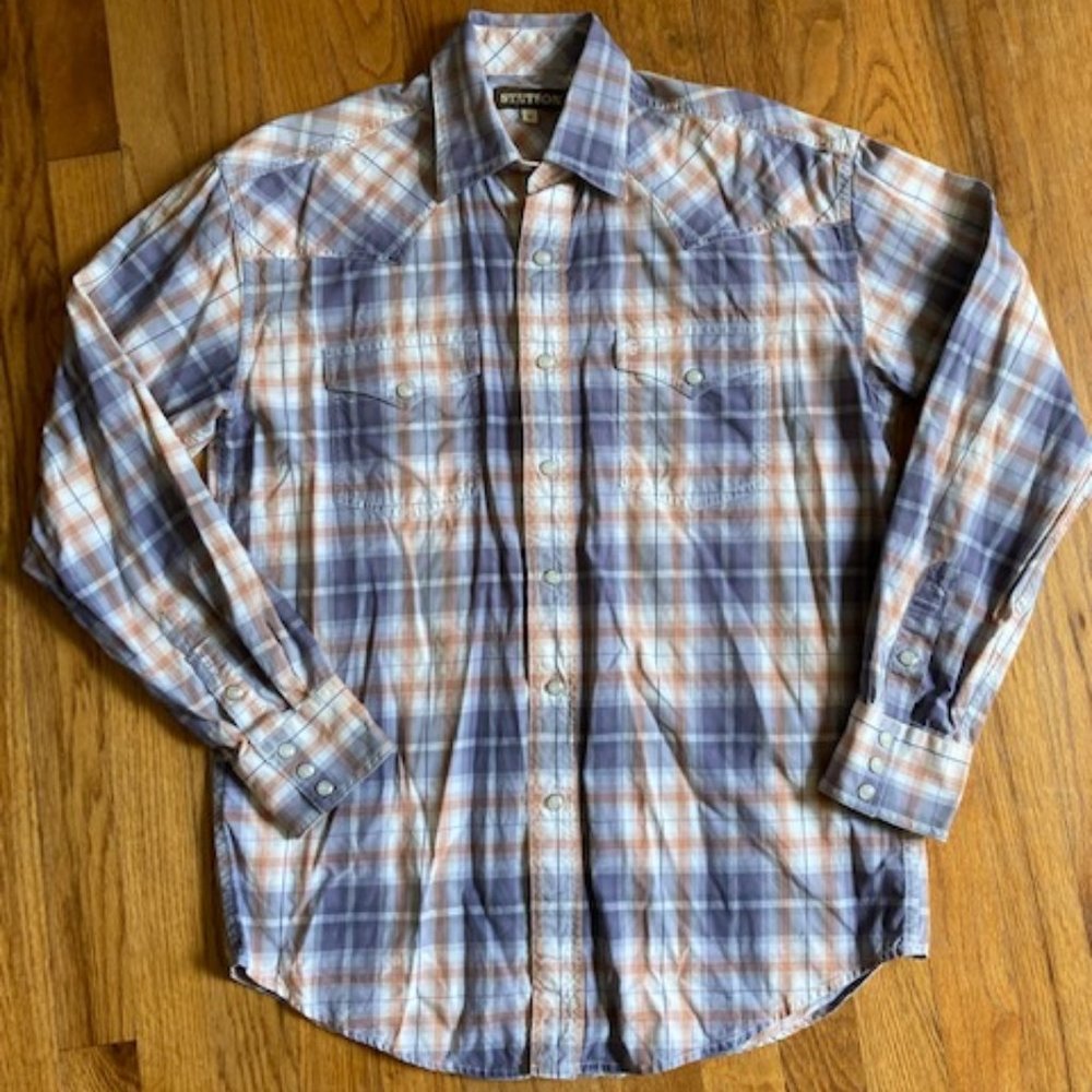 Stetson Blue & Orange Pearl Snap Western Shirt